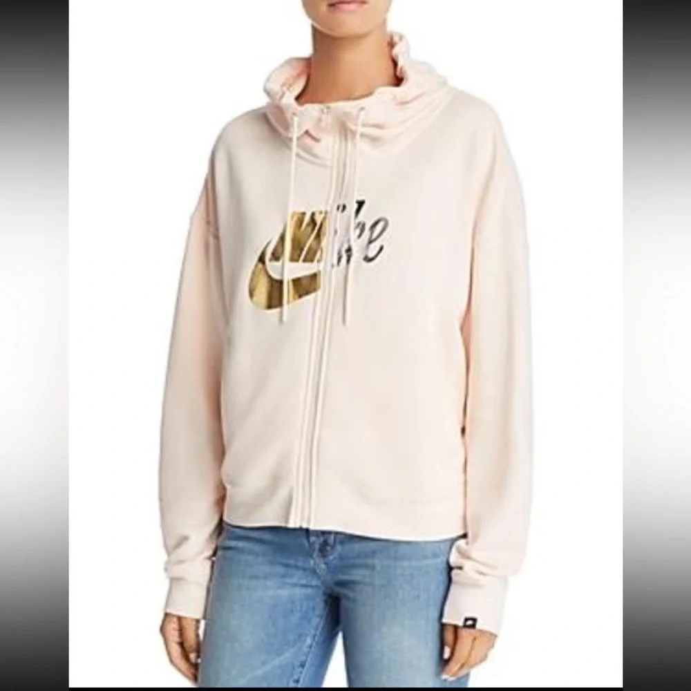 NIKE WOMENS Plus Size SPORTSWEAR RALLY METALLIC-LOGO Pull OVER HOODIE